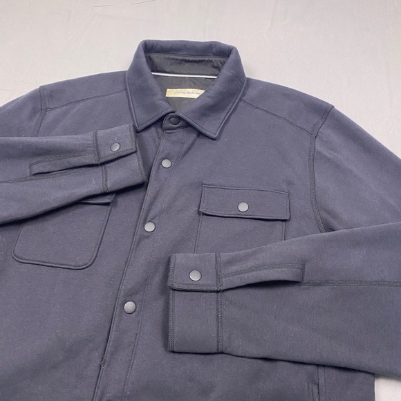 Tommy Bahama Other - Tommy Bahama Mens Large Black Knit Sleek Snap Front Shirt Jacket Shacket